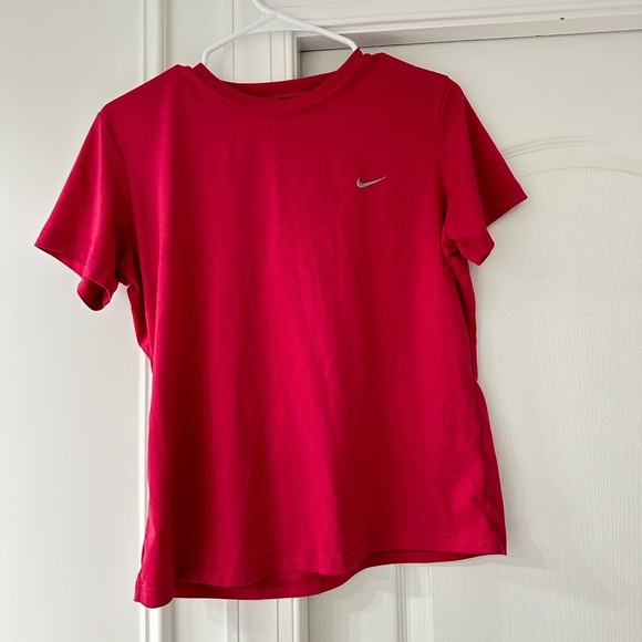 Nike Other - Nike Kids Dark Pink Dry Fit Short Sleeve Embroidered Logo Tee Size L (12-14)